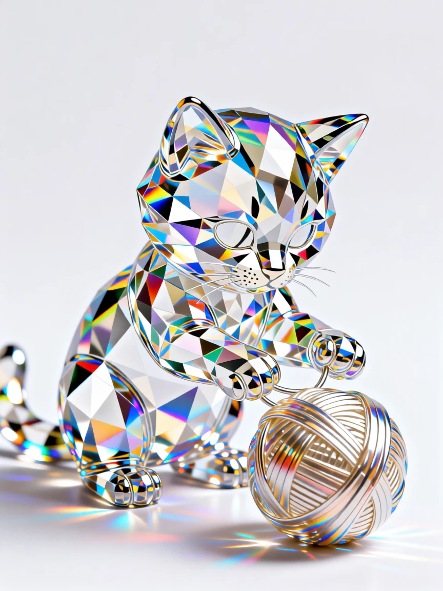 A fluffy kitten batting playfully at a ball of yarn in soft window light.