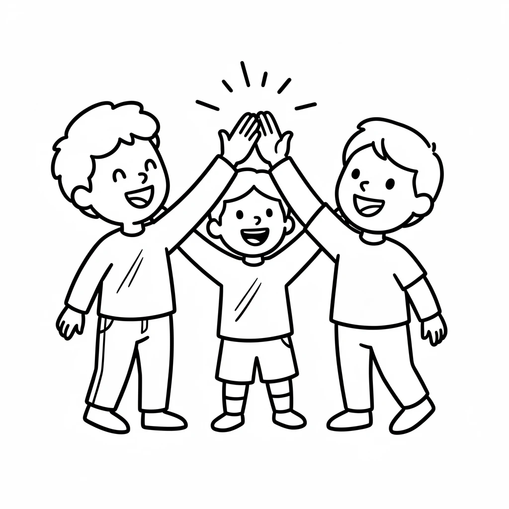 A high-five among three players, showing teamwork