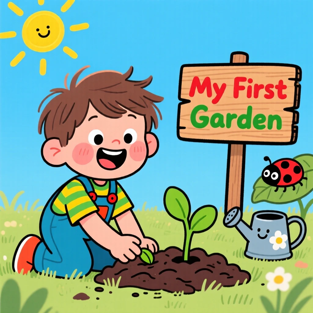 A child planting their first garden seed and watching it sprout.