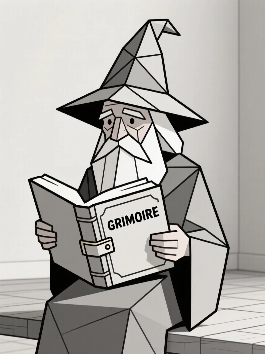 A wise old wizard reading from an ancient spellbook