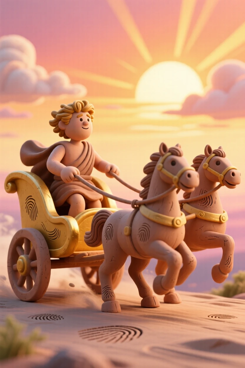 Apollo's golden chariot racing across a sunrise sky