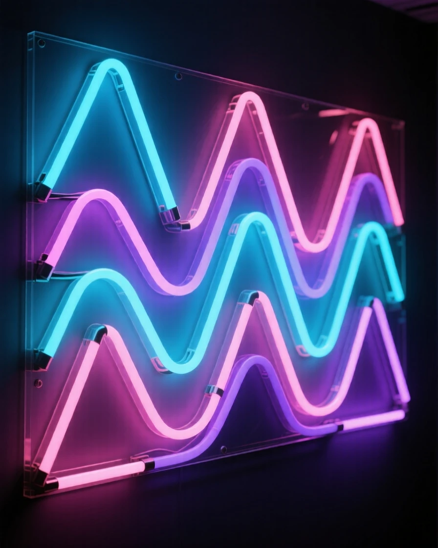 A cascade of triangular panels folding into a three-dimensional wave.