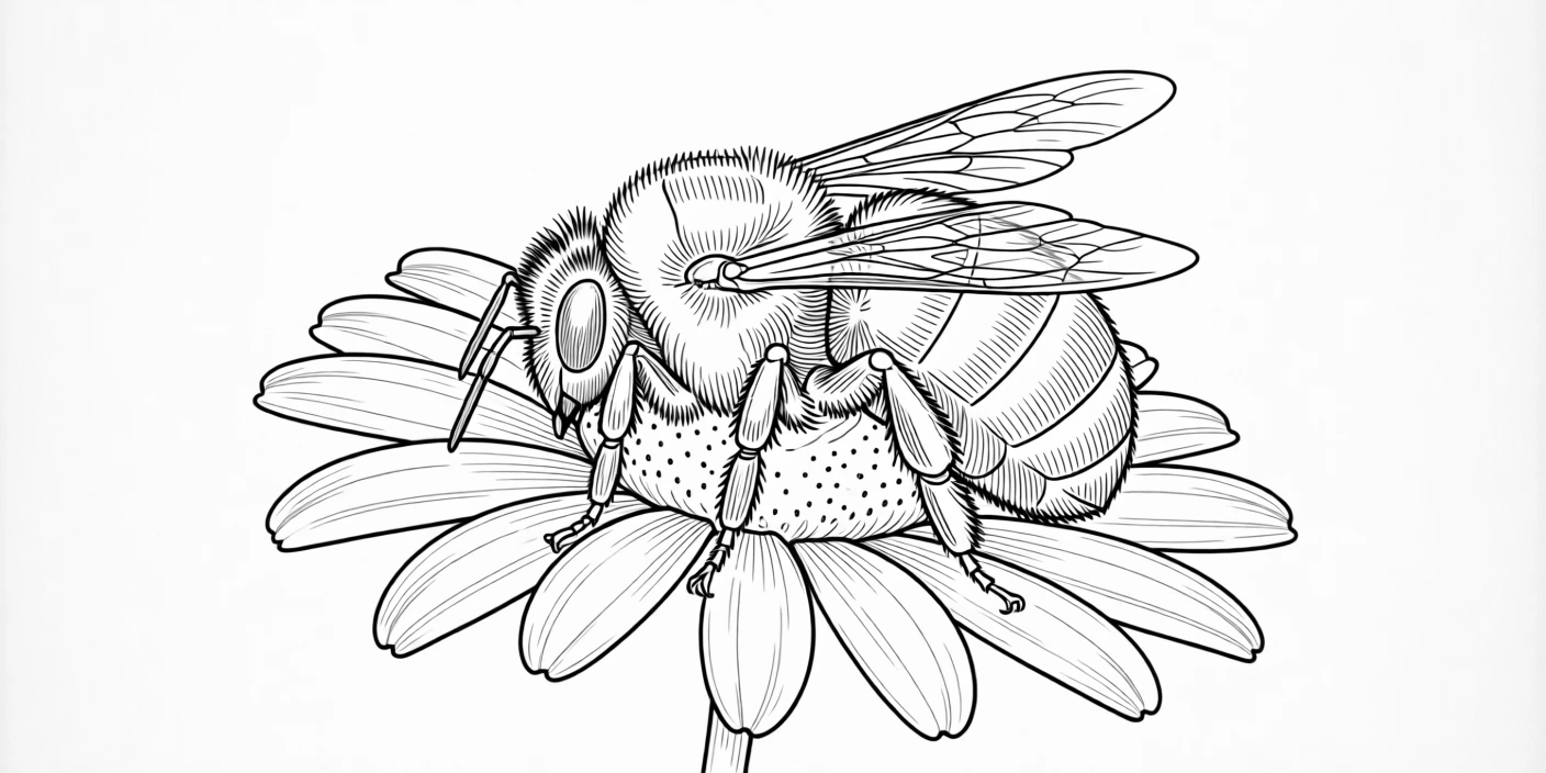 A round bumblebee resting on a daisy petal