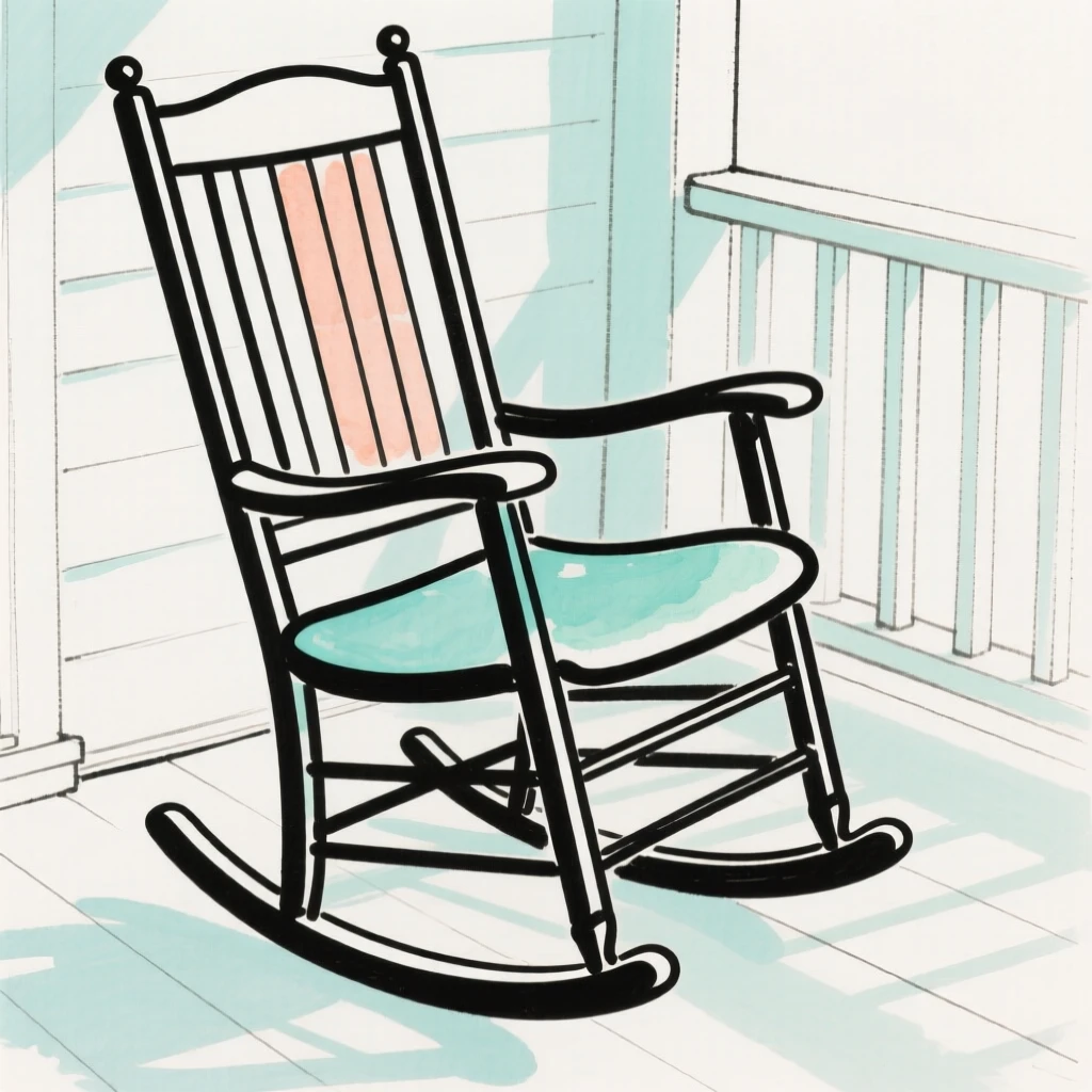 A rocking chair on a porch