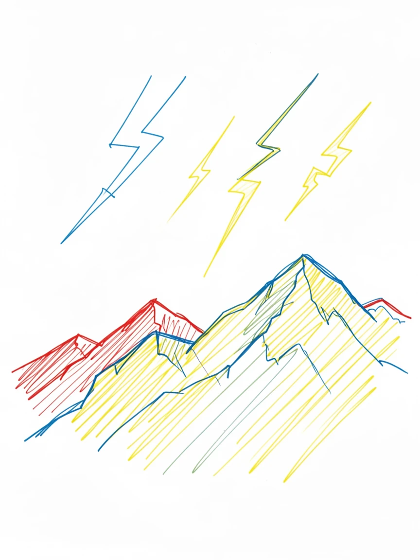 A summer lightning storm illuminating a distant mountain range