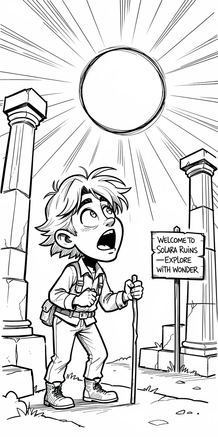 [Travel & Cultural Experiences] Vivid travel scene of a curious solo adventurer watching a sunrise over ancient ruins, full of wonder and adventure
