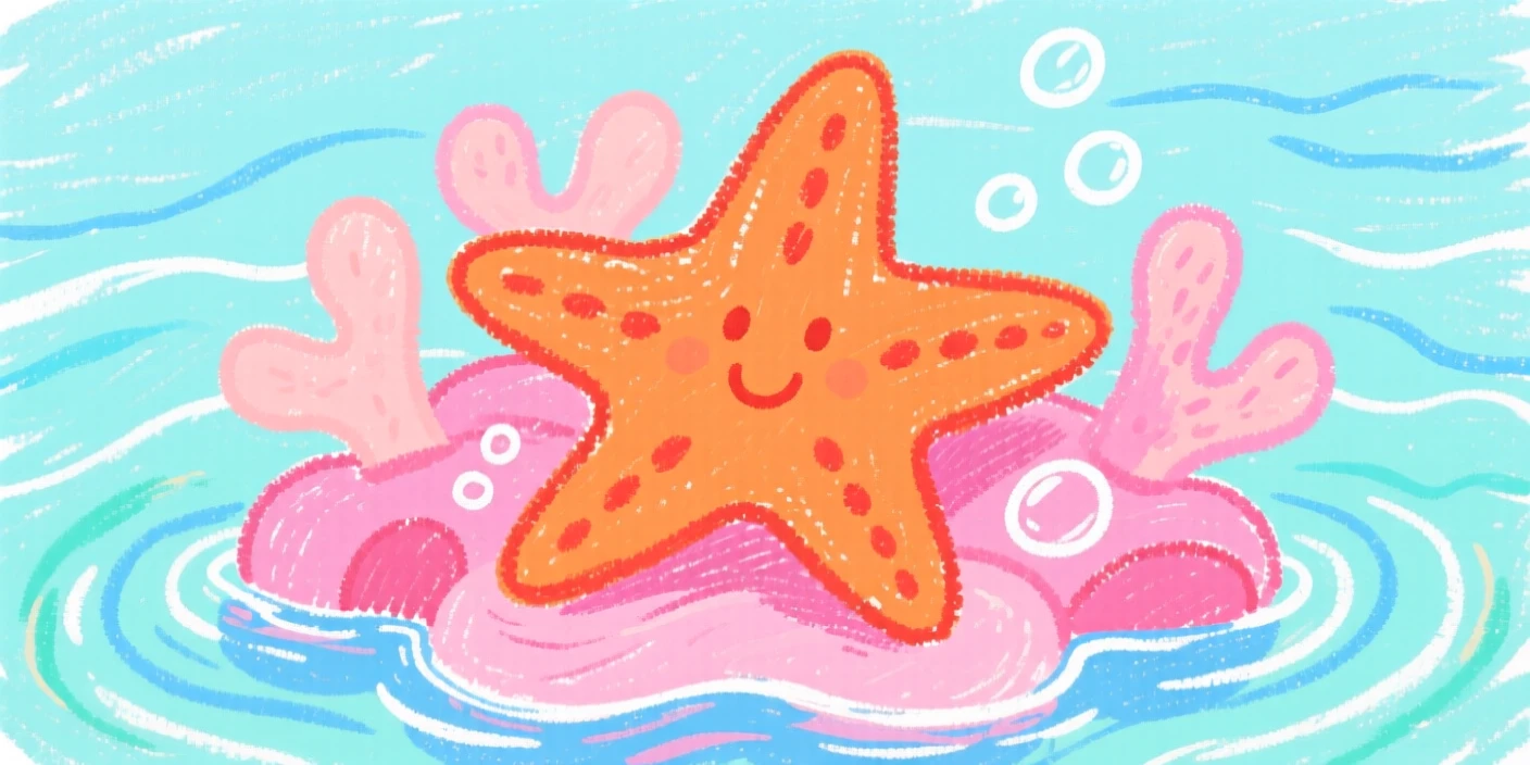 A starfish resting on a bed of pink coral in shallow water.