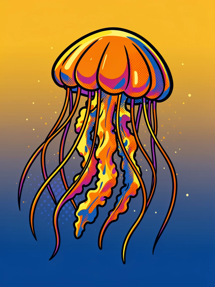 A jellyfish basking in warm afternoon sunlight
