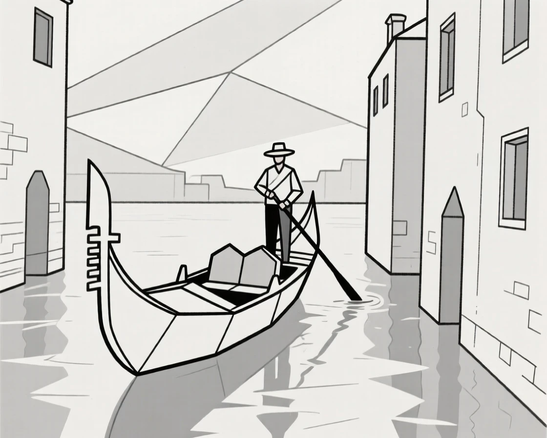 A gondola gliding through a Venetian canal