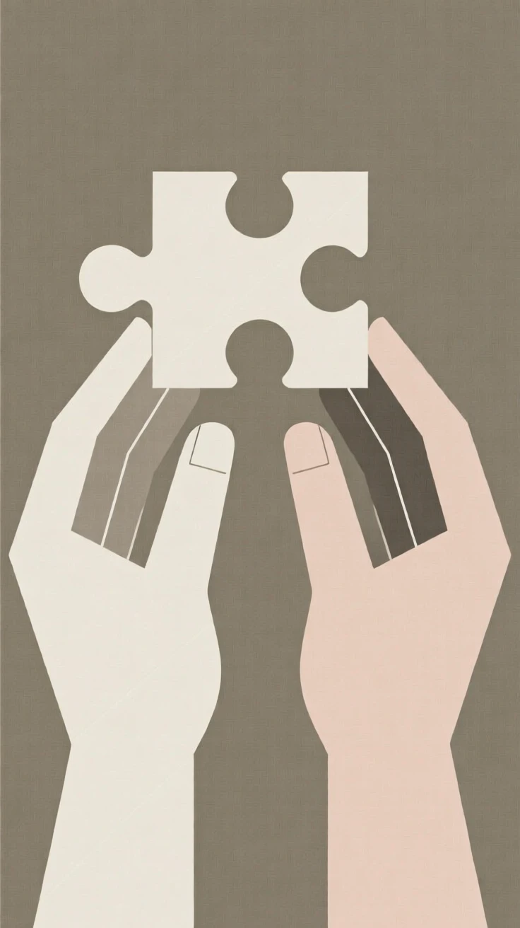 A pair of hands holding a puzzle piece