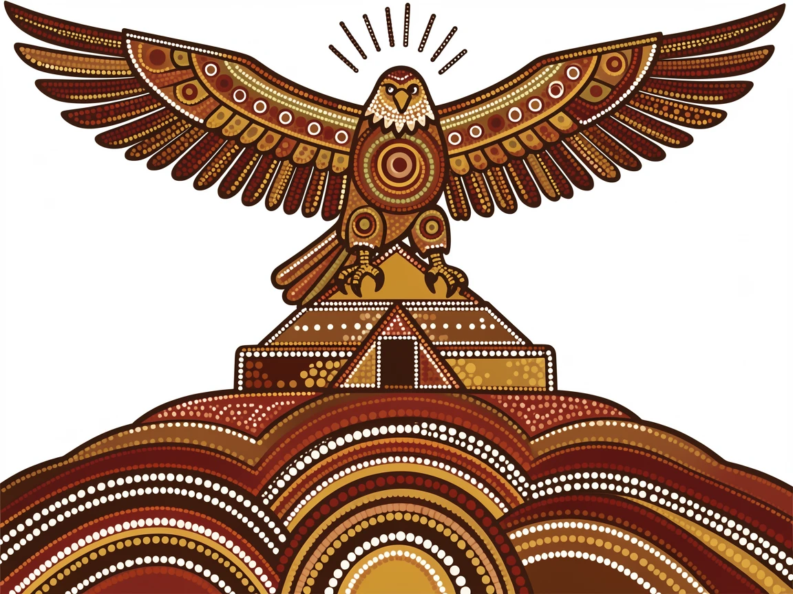 A thunder eagle guarding a sacred mountain temple
