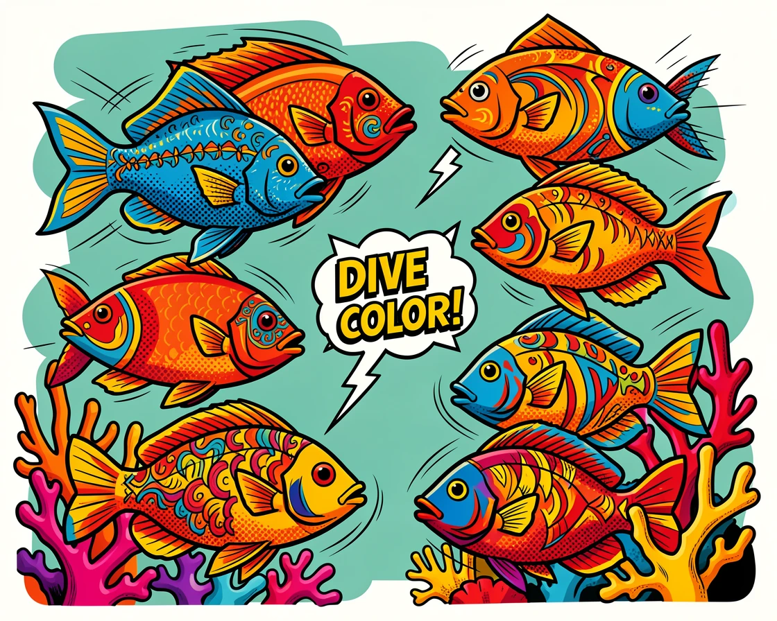A school of elaborate fish swimming through a coral reef