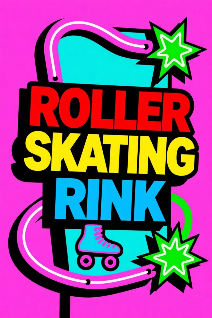 Retro roller skating rink neon sign