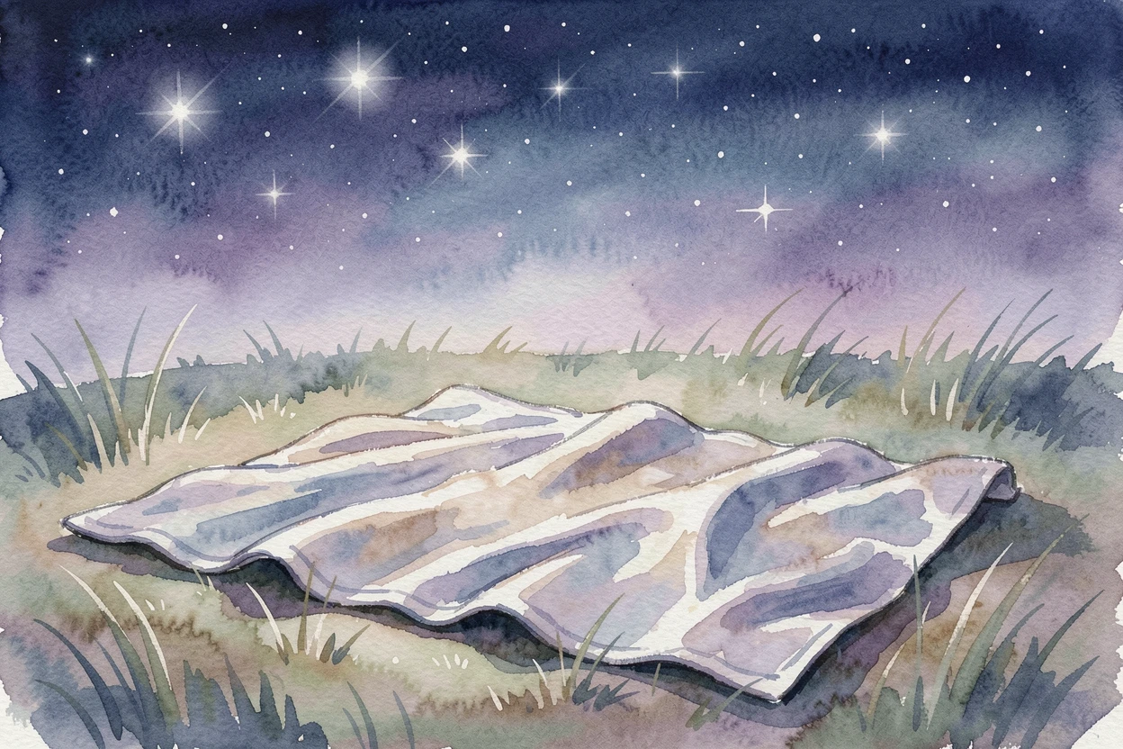 A soft blanket spread beneath a canopy of stars with a serene and unhurried atmosphere.