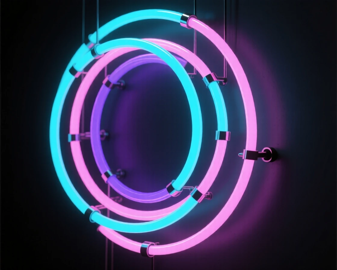 A series of concentric rings suspended in layered rotation.