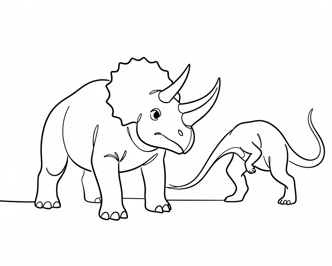 A Triceratops standing its ground against a lurking predator