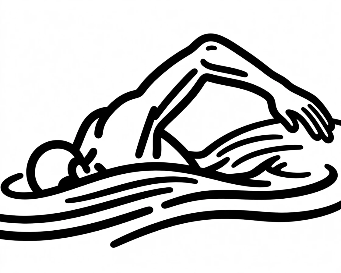 A swimmer slicing through pool water mid-stroke.