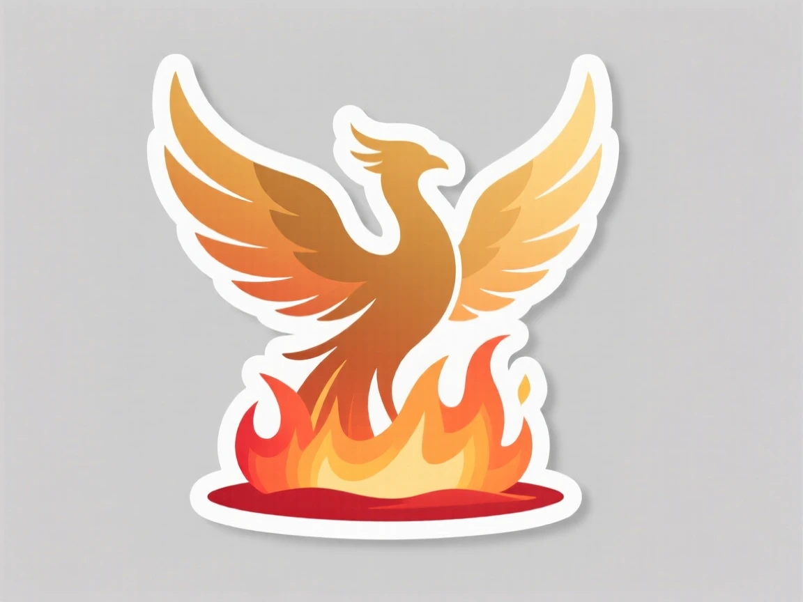 A quietly powerful scene of a phoenix rising from soft glowing embers, bathed in warm golden light, representing a new beginning.