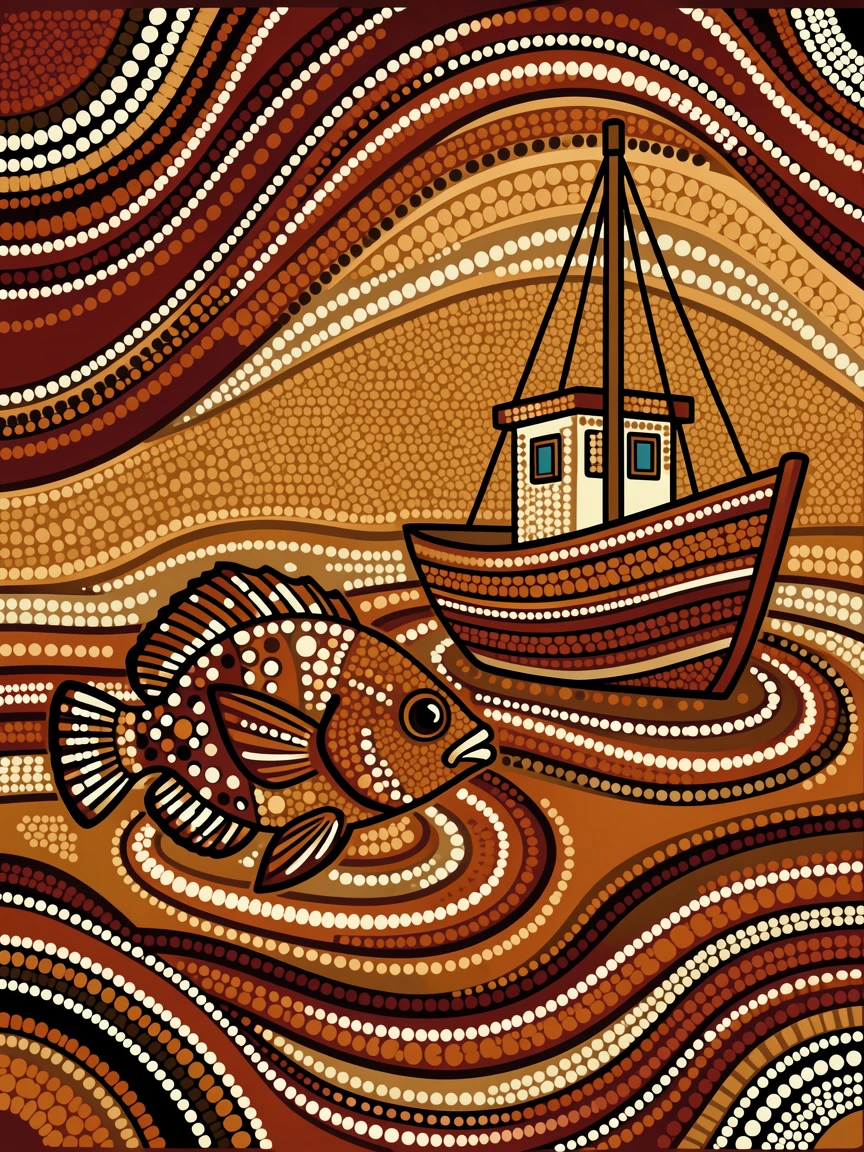A parrotfish surfacing beside a fishing boat