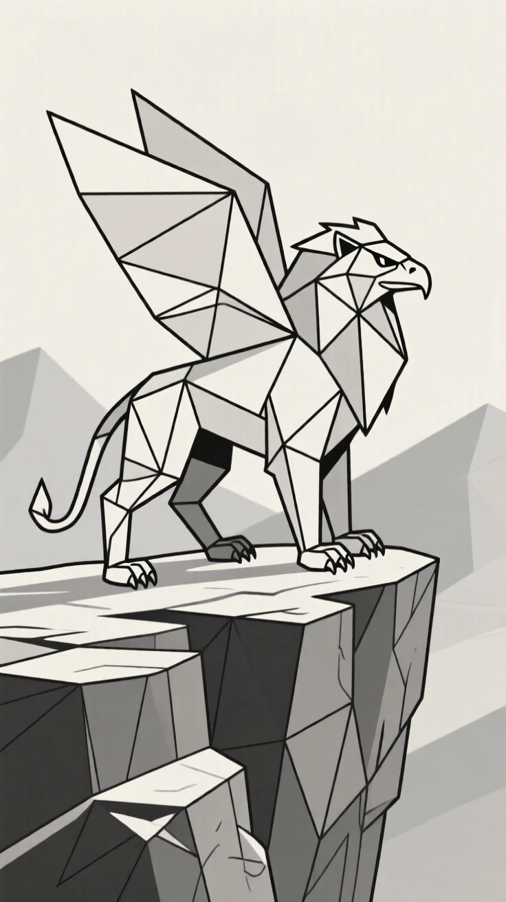 A griffin perched on a rocky cliff