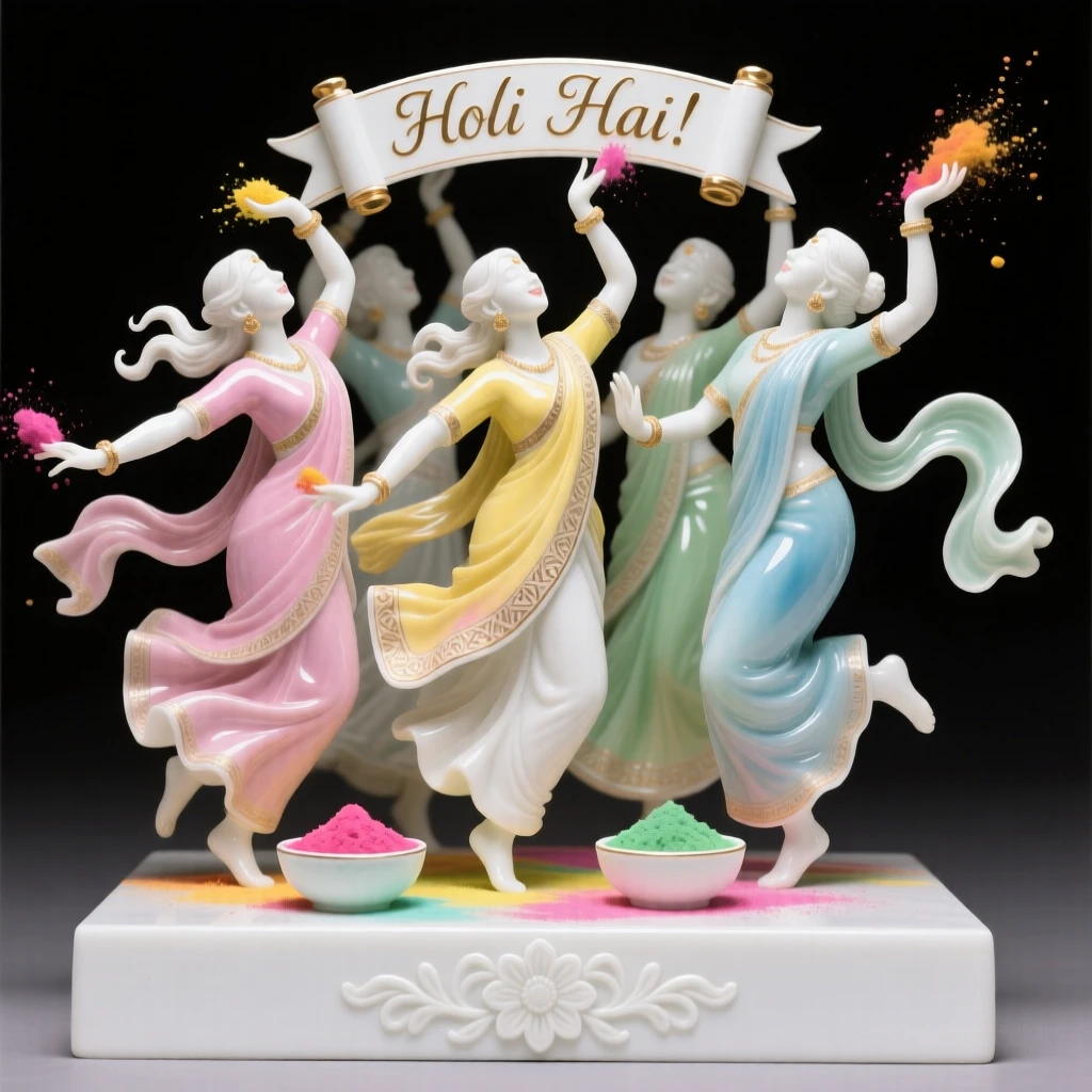 A vibrant Indian Holi festival of colors celebration, captured mid-motion with dynamic energy.