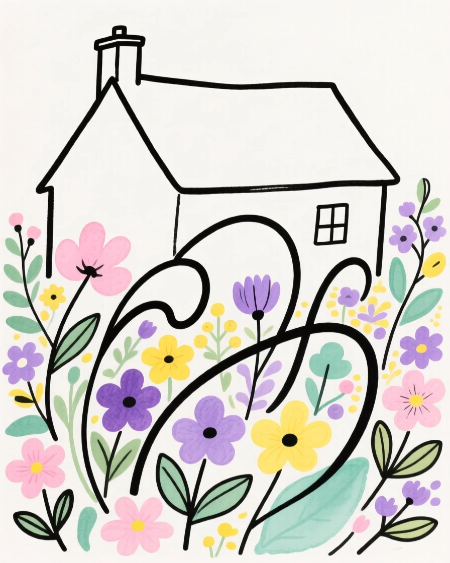 A cottage garden overflowing with flowers