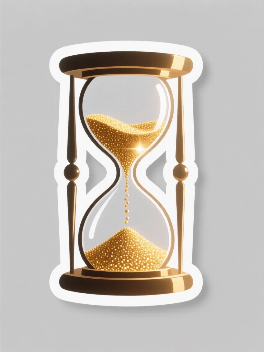 A gently uplifting scene of a hourglass with golden sand catching the light, glowing softly against a dark background, symbolizing quiet strength and resilience.