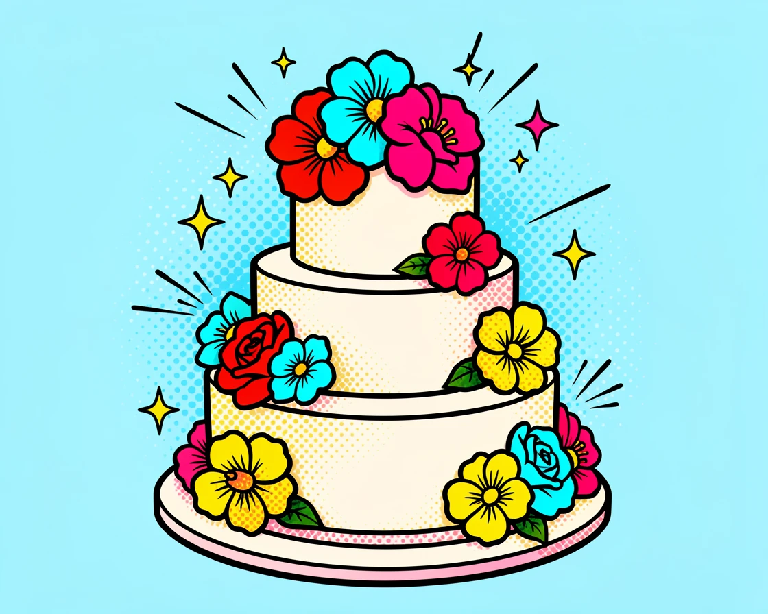 A wedding cake adorned with delicate sugar flowers