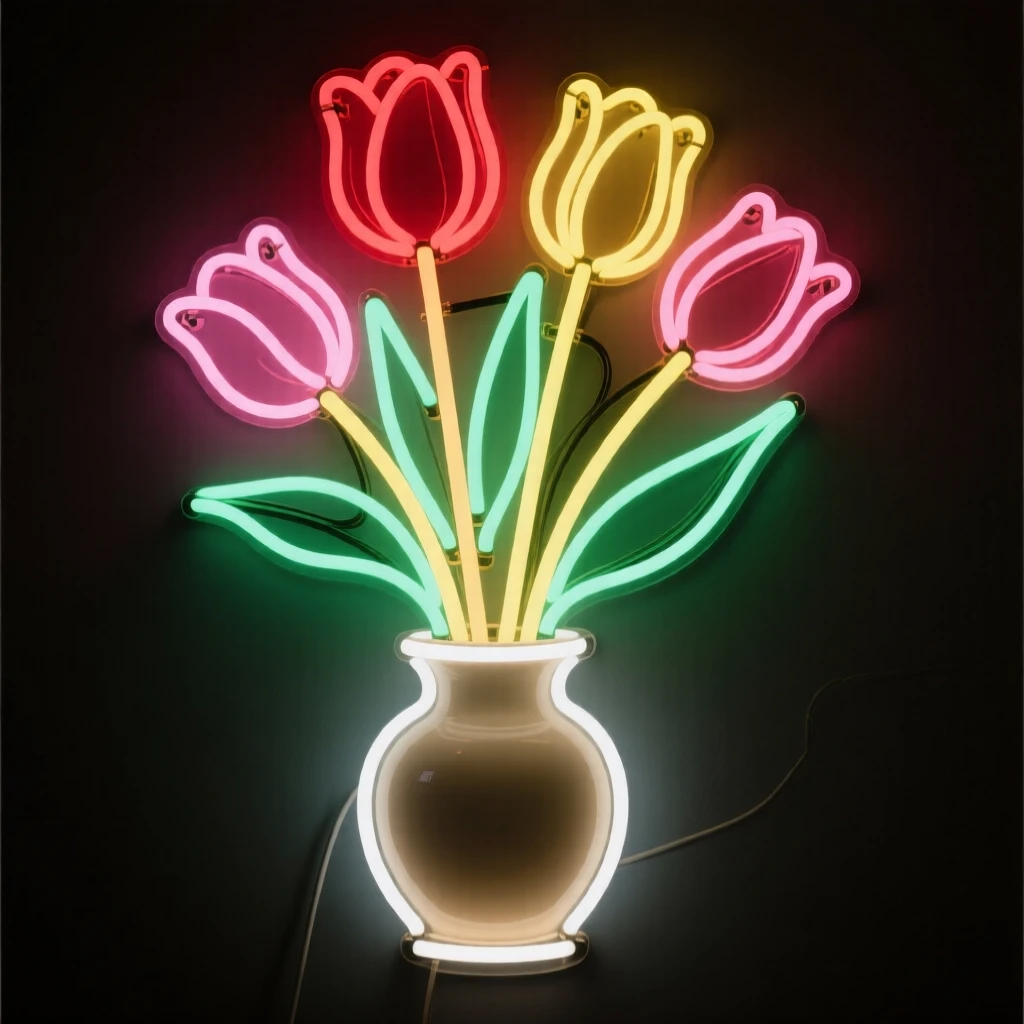 A bouquet of tulips arranged loosely in a ceramic vase.
