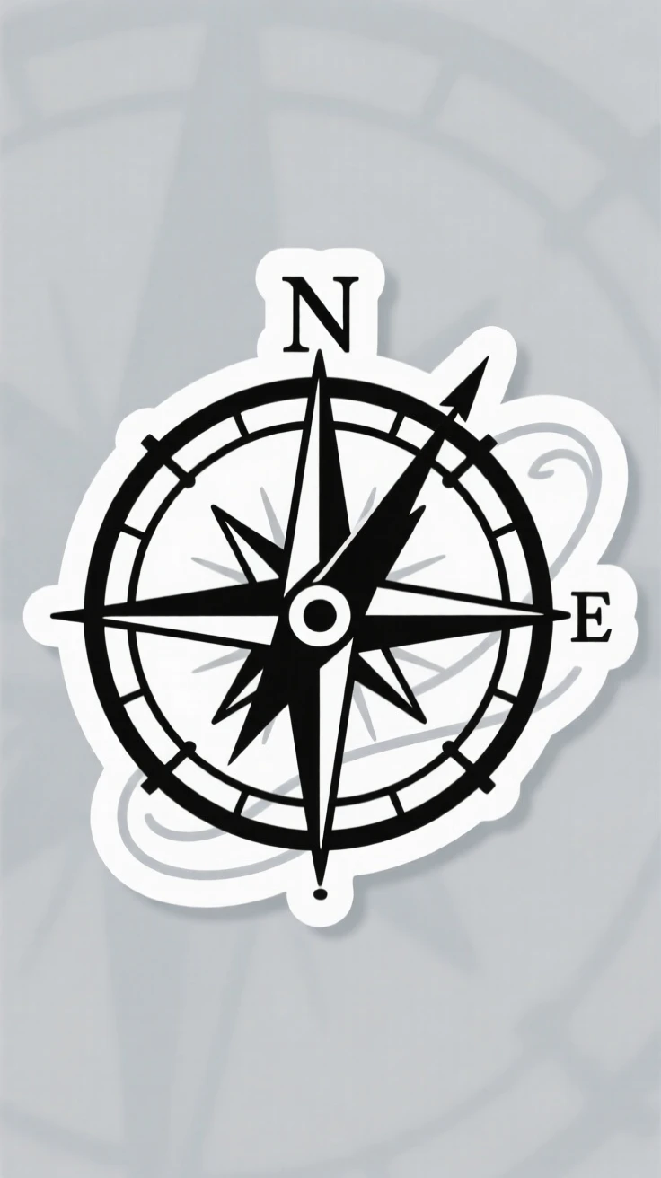 A tenderly hopeful scene of a compass pointing steadily toward true north, surrounded by a gentle sense of stillness, marking the start of something meaningful.