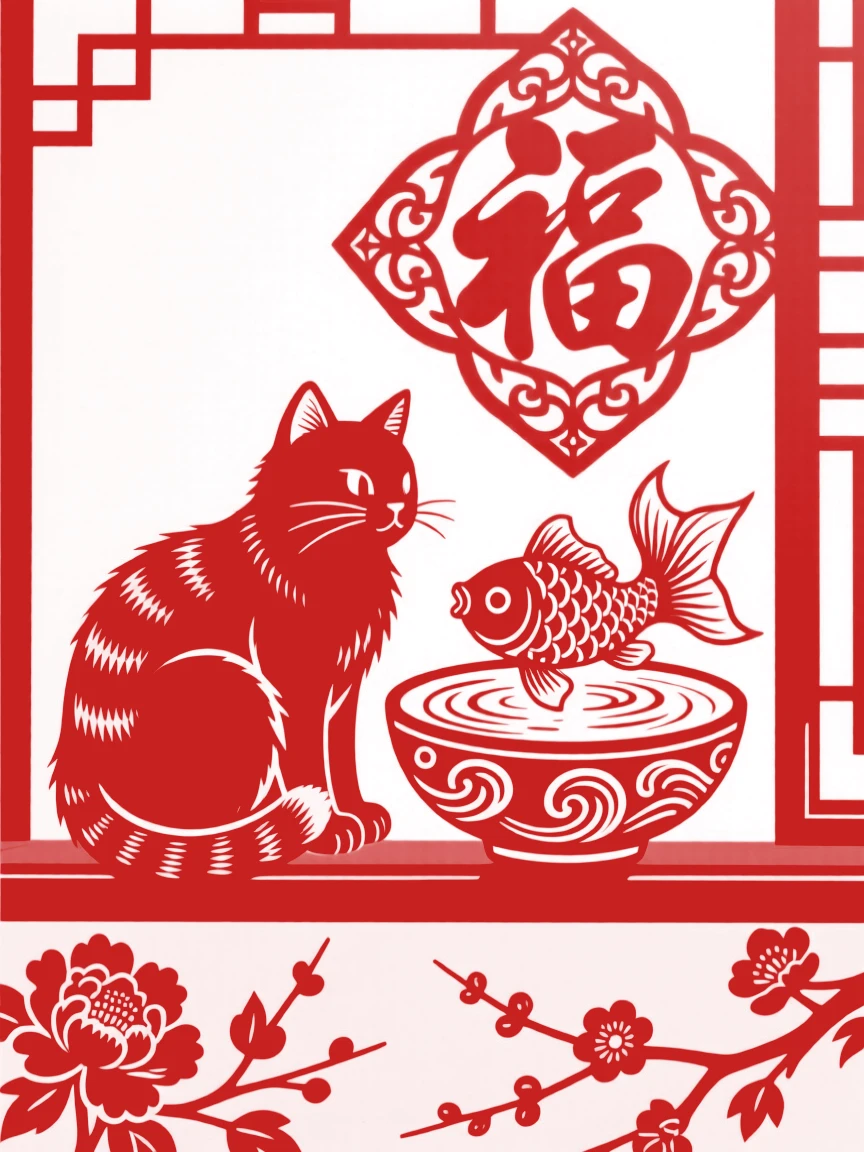 A cat curled beside a bowl of goldfish on a windowsill, watching the fish glide lazily through the water