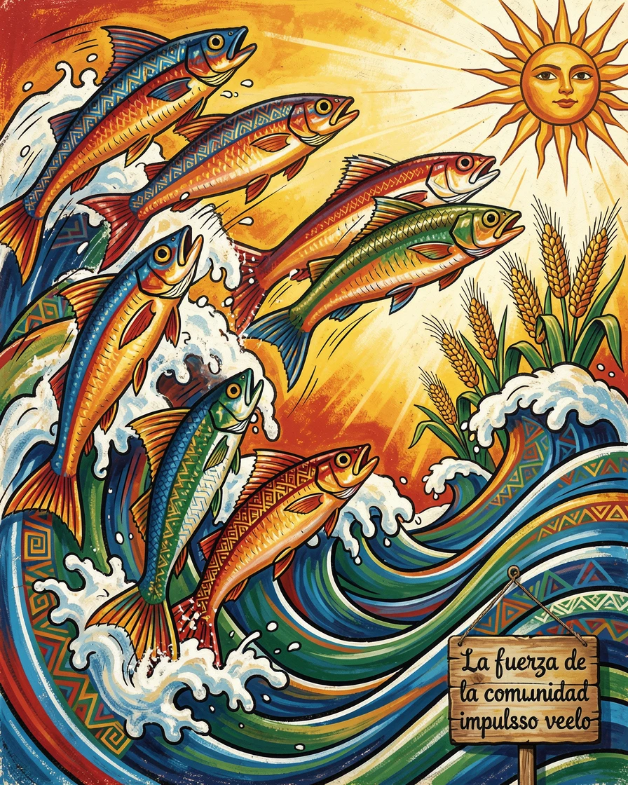A group of flying fish leaping across ocean waves