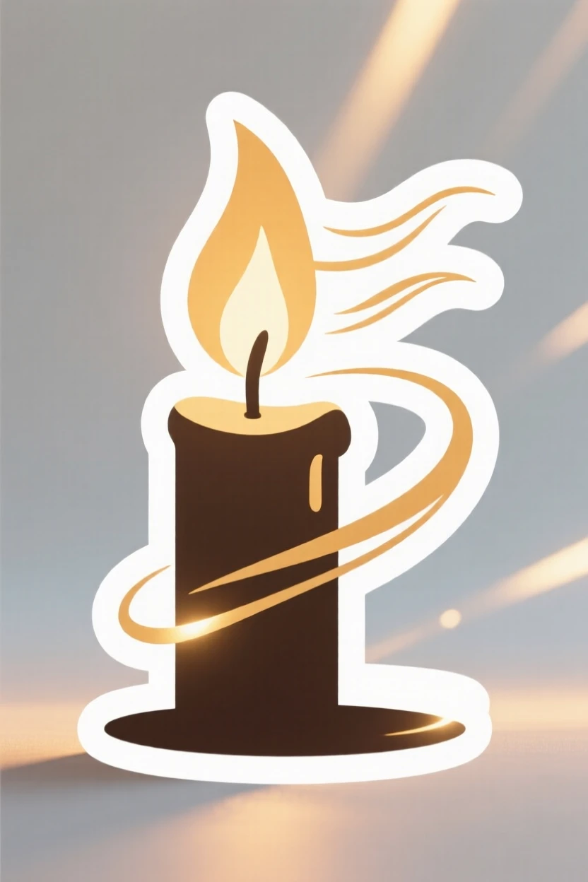 A softly triumphant scene of a single candle flame refusing to go out in the wind, with light breaking gently through the scene, representing a new beginning.