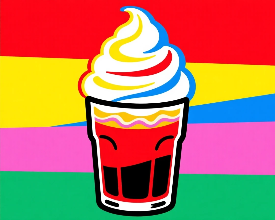 Classic soda pop float with a whipped cream swirl