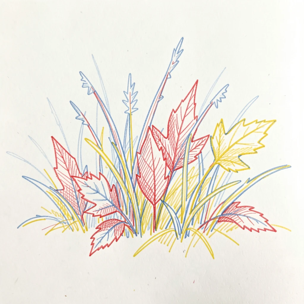 An autumn frost outlining every leaf and blade of grass at dawn