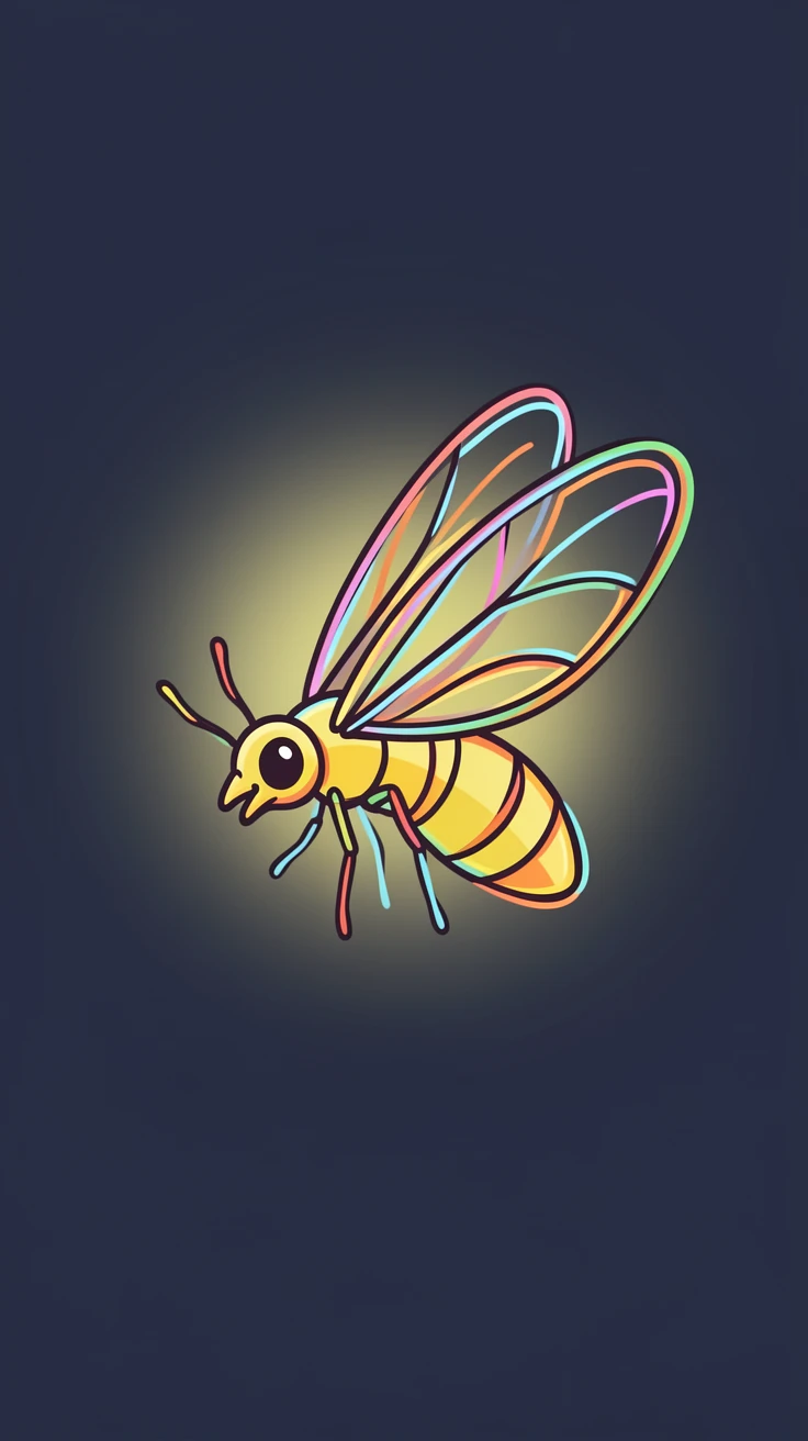 A close-up of a firefly glowing softly against a dark summer evening.