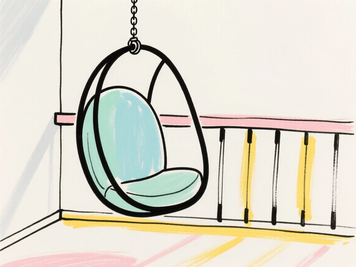 A hanging chair on a balcony