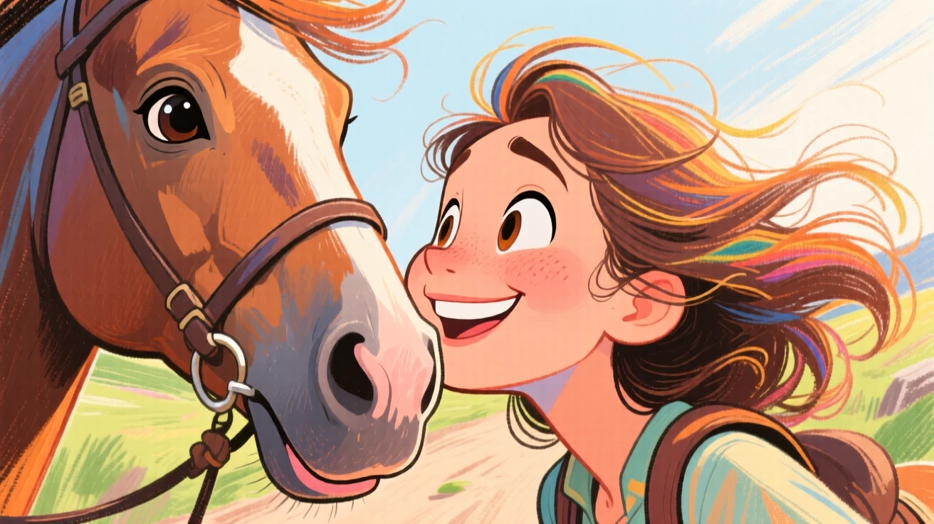 A woman kissing her horse's nose gently after a long trail ride.