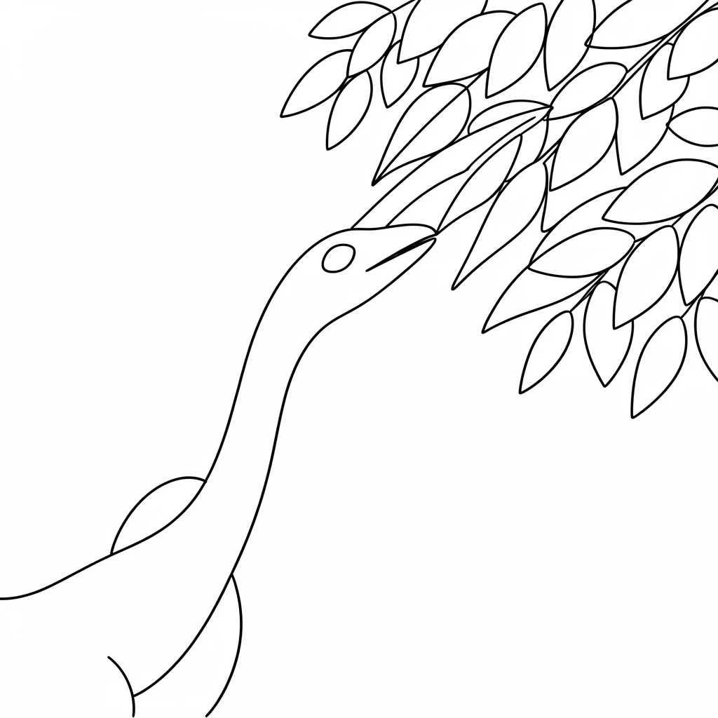 A Therizinosaurus reaching with enormous claws into a leafy canopy