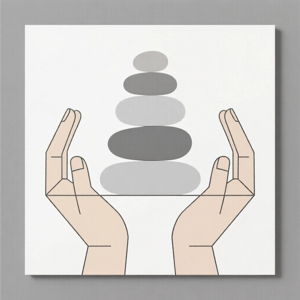 A pair of hands supporting a stack of stones in balance
