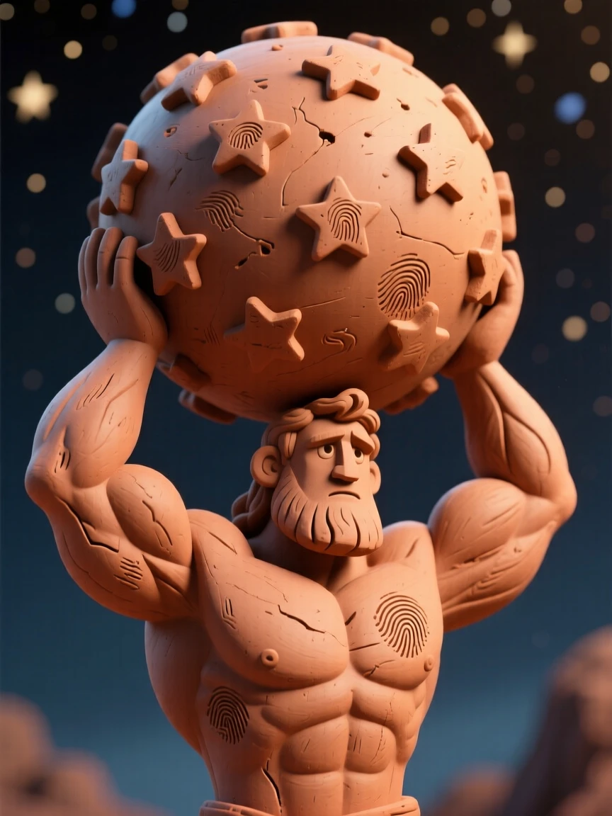 Atlas holding the star-filled heavens upon his shoulders
