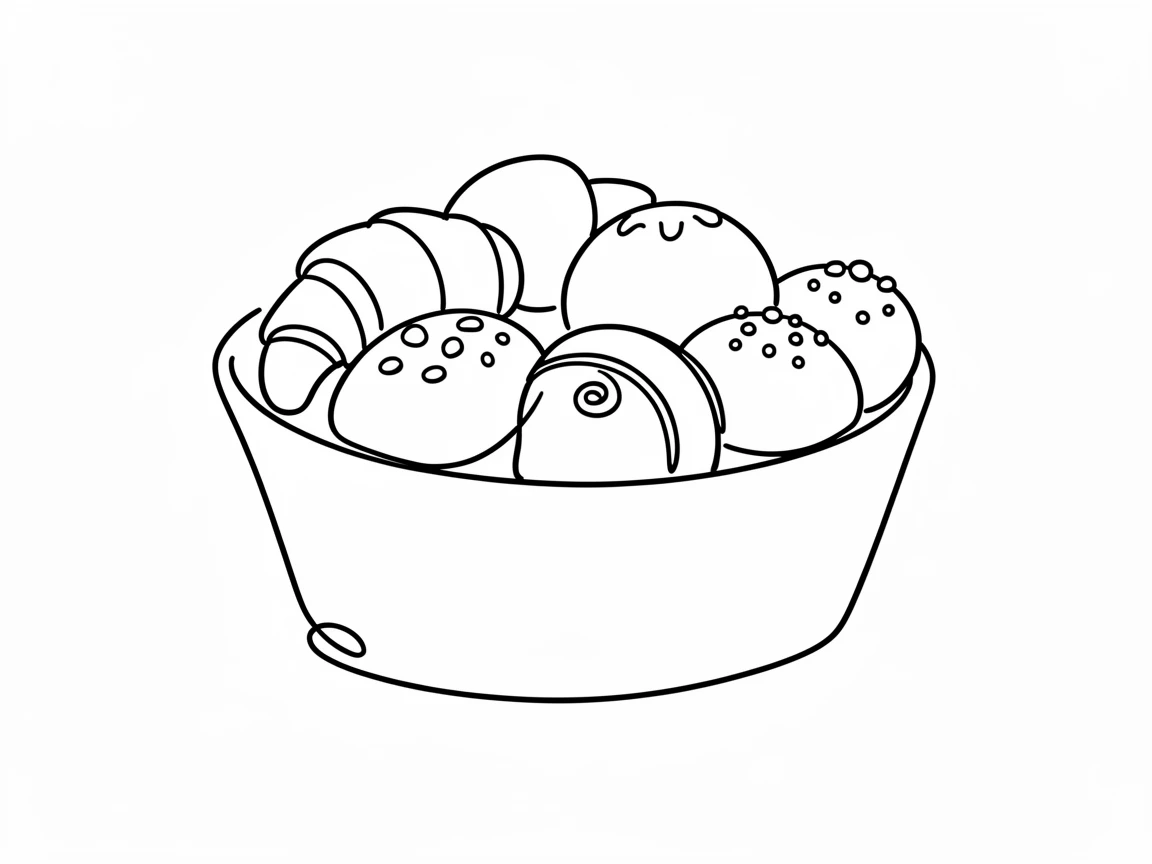A basket of assorted pastries fresh from a bakery oven