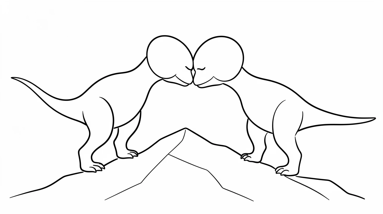 A Pachycephalosaurus butting heads with a rival on a rocky ridge