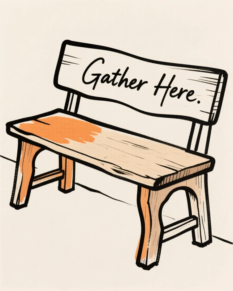 A rustic wooden dining bench