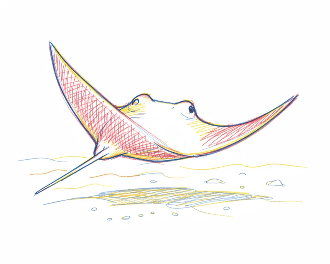 A gentle manta ray gliding gracefully over a sandy ocean floor