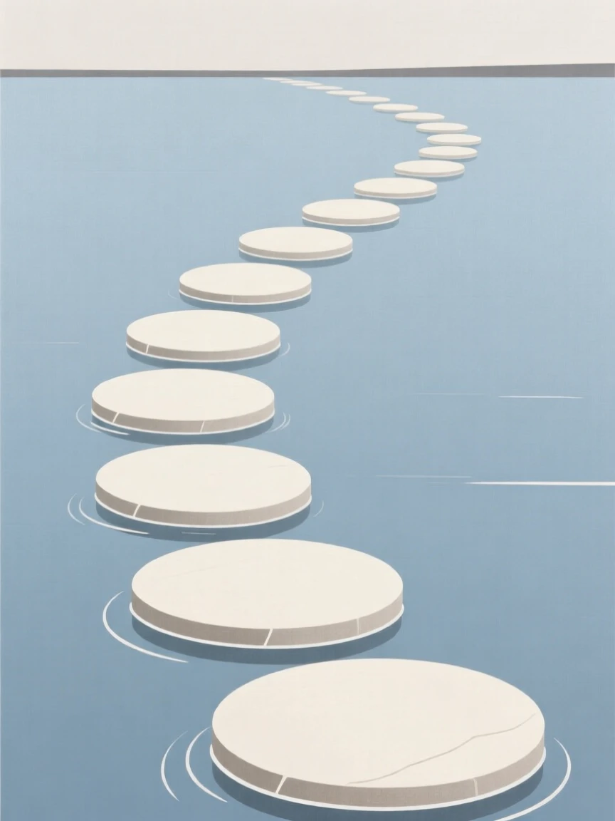 A pathway made of stepping stones across water