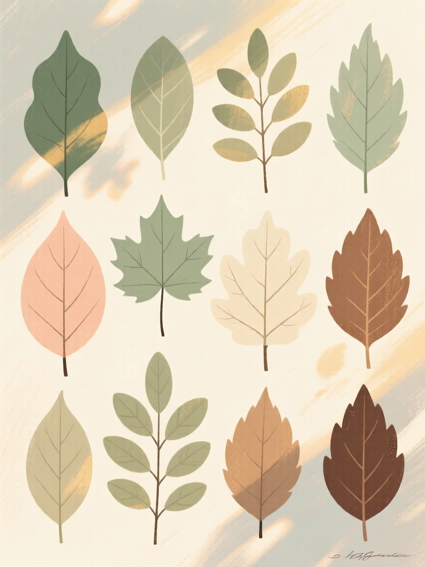 A study of leaf shapes from a dozen different tree species