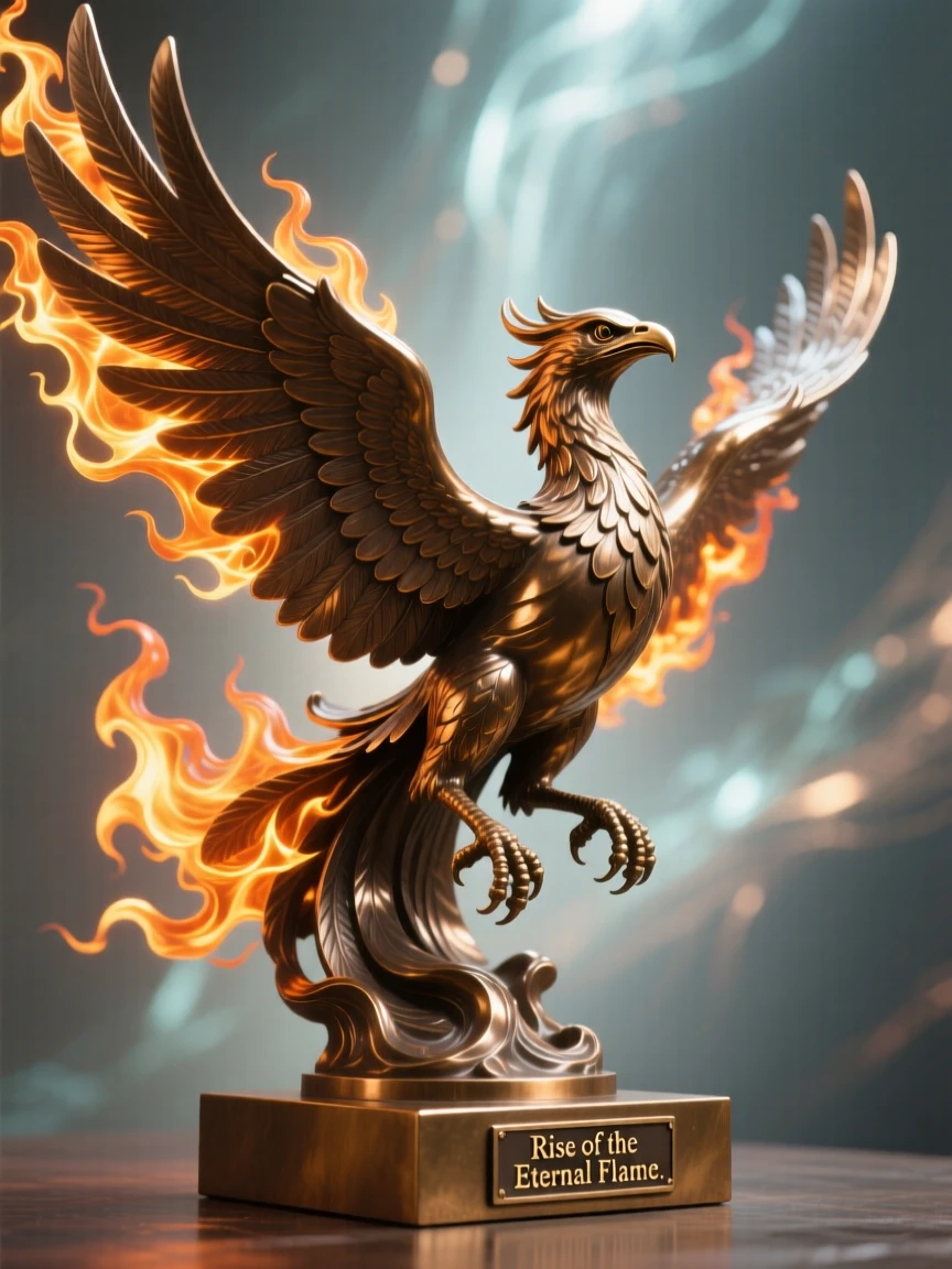 A phoenix's wings unfurling in brilliant flame, bathed in ethereal, otherworldly glow, radiating awe and grandeur