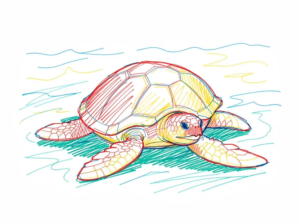 A giant sea turtle gliding peacefully through sunlit turquoise water