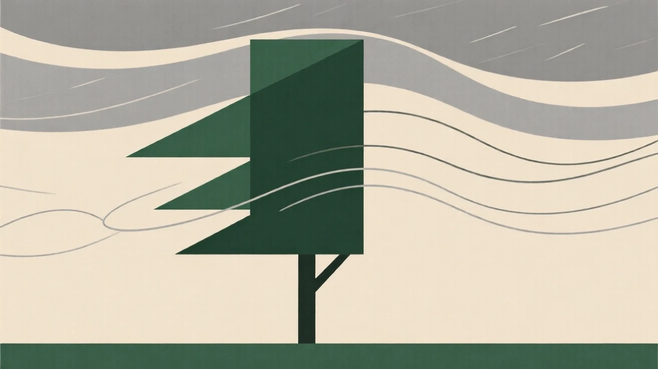 A tree standing strong against a stormy wind
